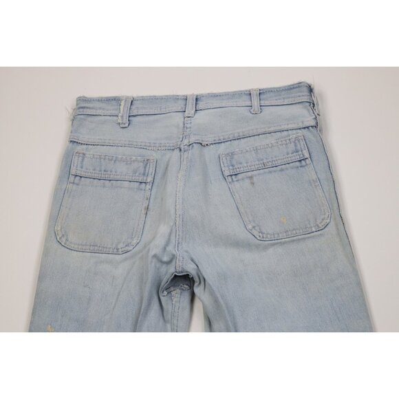 Vintage 70s Hang Ten Surfing Mens 32x32 Distressed Bell Bottoms Denim Jeans Blue - Picture 14 of 16
